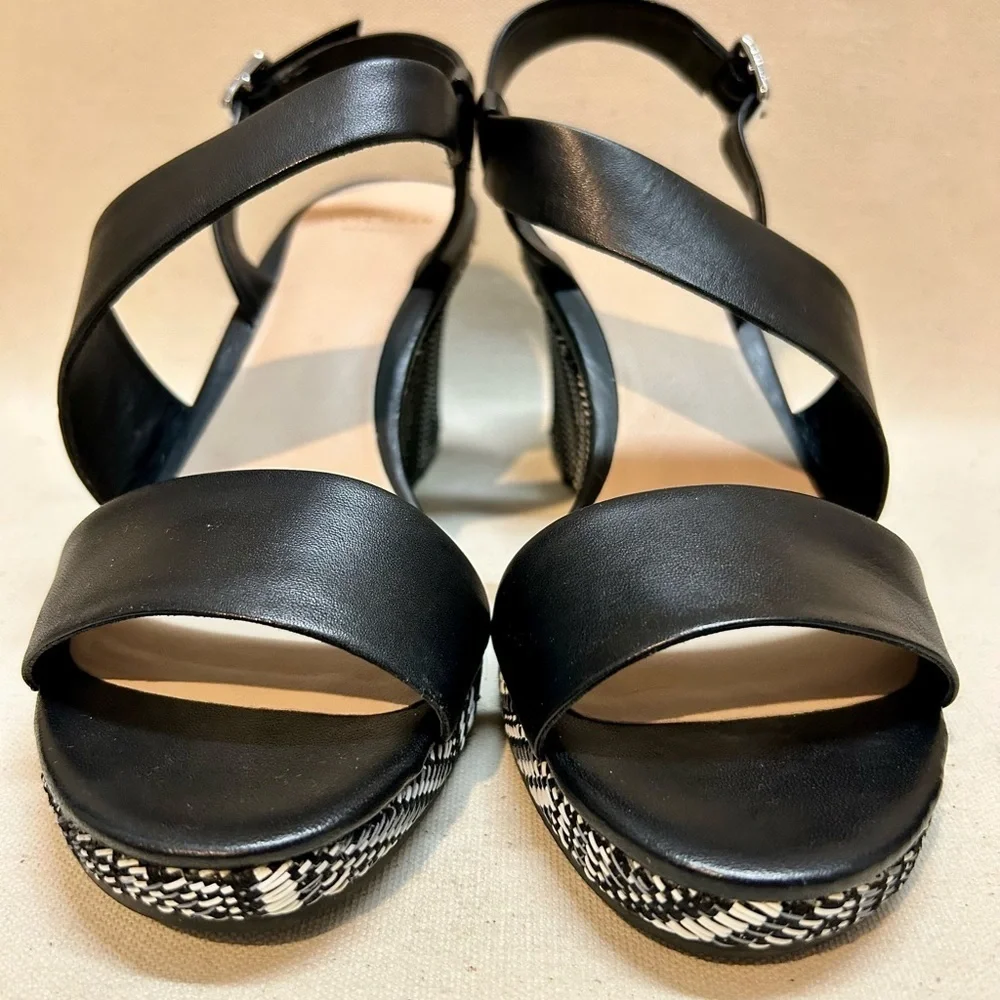 Cole Haan Ravenna Wedge Black and White Wedge Sandals
